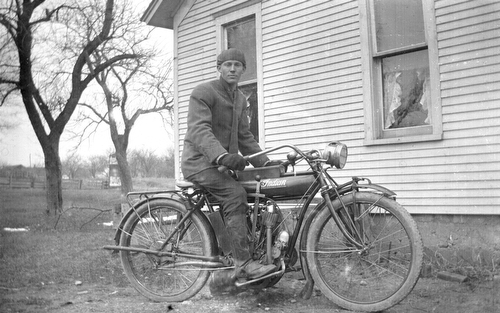 Man on Indian motorcycle